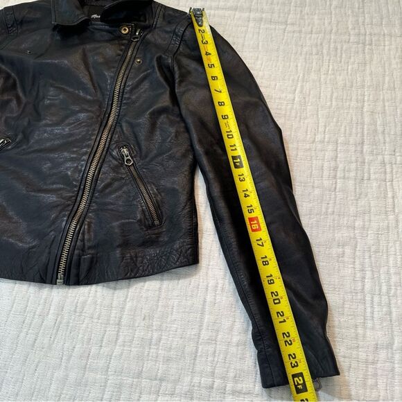 Madewell Black Washed Leather Moto Biker Jacket Women's Size Small  FLAWED*** - Picture 13 of 16